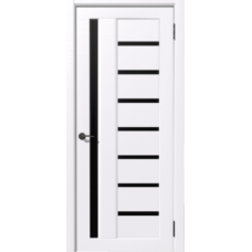 Дверь межкомнатная Дубрава Сибирь Рада ВЕРТИКАЛЬ Ясень белый, стекло черное